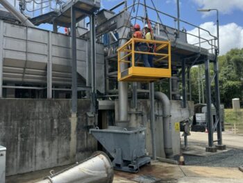 Refurbished inlet screen basket prepared for installation at Proserpine wastewater facility.